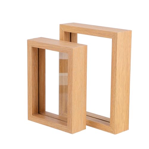 TINEASUR 2piezas Marco de Fotos Doble Cara de Madera Mdf y Vidrio Transparente Unidades para Exhibición de Plantas y Fotos Elegante Soporte para Muestras Decorativas y Paquete Práctico