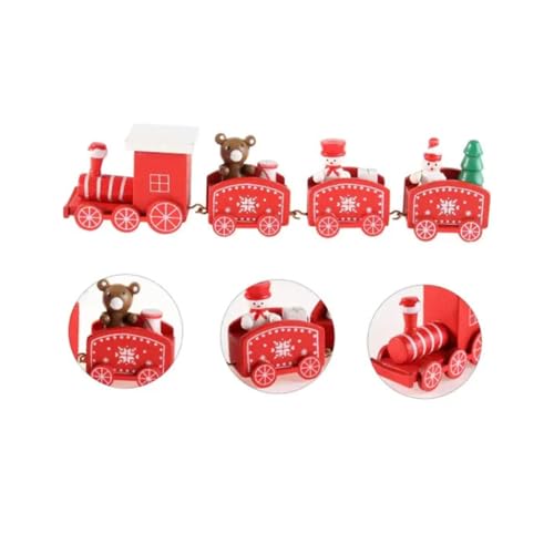 Enfeite de Natal Trenzinho de Madeira 22cm. Trem de madeira artesanal decorativo Natalino. (Vermelho