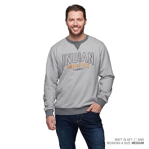 Indian Motorcycle Men's Embroidered Ringer Sweatshirt, Gray4