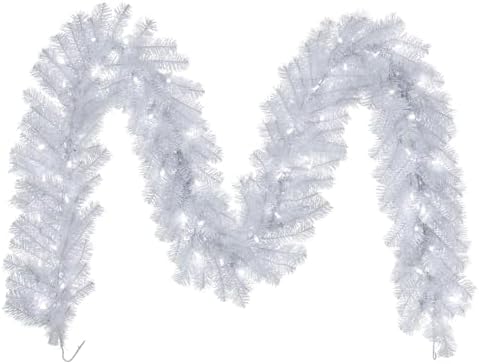 Vickerman 9' Crystal White Spruce Artificial Christmas Garland, Warm White LED Mini Lights - Faux Spruce Christmas Garland - Seasonal Indoor Home Decor image 3