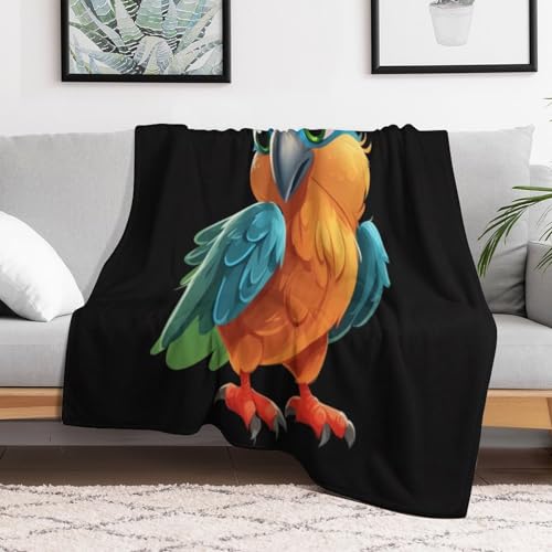 Couverture polaire en flannel épaisse Oiseau Mignon | Chaleur douce lit et canapé 100x130
