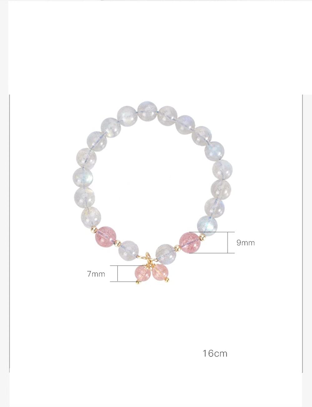 Girls Accessories Bracciale in Argento Sterling 925 Vintage per Donna Semplice Cristallo di Fragola Perline di Pietra di Luna Fascino Classico di Gioielli Spiaggia Estiva Birthday Gift