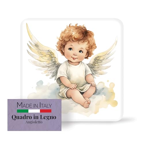 QUADRO CAMERA DA LETTO - Aggiungi grazia e serenità alla cameretta con il nostro quadretto in legno della serie angioletti. Angoli arrotondati per sicurezza ed eleganza, lavorato a mano, trasmette pace e protezione!