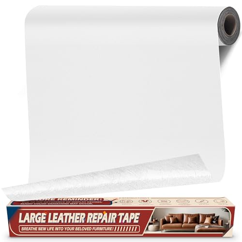 Toppa Pelle Adesiva per Riparazioni Bianco, 43x200cm Kit Riparazione Sella Scooter, Ecopelle Adesiva per Divano Autoadesivo, Finta Pelle Adesiva per Sedili Auto, Sedia, Barca, Mobil