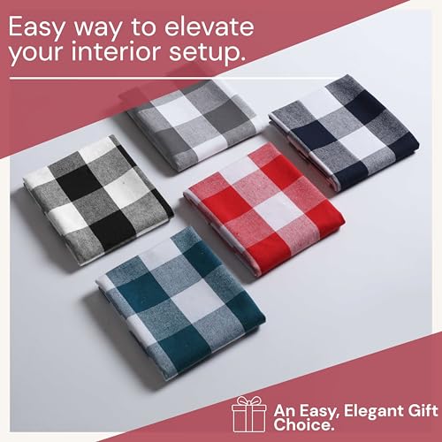 Image of Red Buffalo Plaid Checked Dish Towels 4 Pack, 100% Cotton, 16x26 Inches, Super Absorbent, Quick Drying, Soft, Lint-Free, Durable Tea & Bar Towels with Hanging Loop, Grey and White