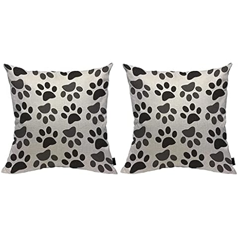 2 Pcs Black Dog Paw Cushion Covers Square Decorative Cushion Covers Throw Pillow Covers for Decorative Home Sofa Chair Couch Cover