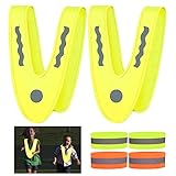 Guador Gilet di Sicurezza per Bambini, Gilet di Sicurezza Leggero per Bambini Gilet Riflettente Collo a V con Segnale Nastro Riflettente per Bambini in Velcro Nastro Riflettente Giallo Outdoor Jogging