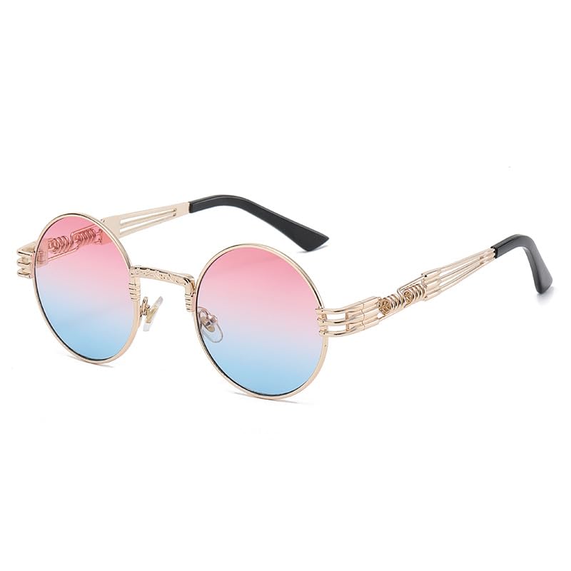 Lunettes de soleil rondes contre l'éblouissement avec monture en métal steampunk et filtres UV400