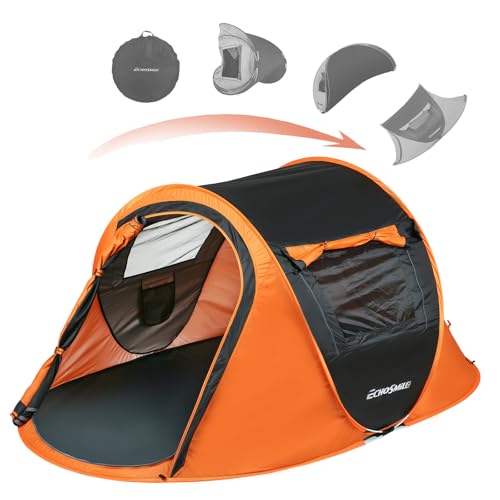 EchoSmile Instant Pop Up Camping Tent, 2 Person Easy Setup Tent, Water Resistant Dome, Portable with Carry Bag(Black & Orange,2 Person) - Image 7