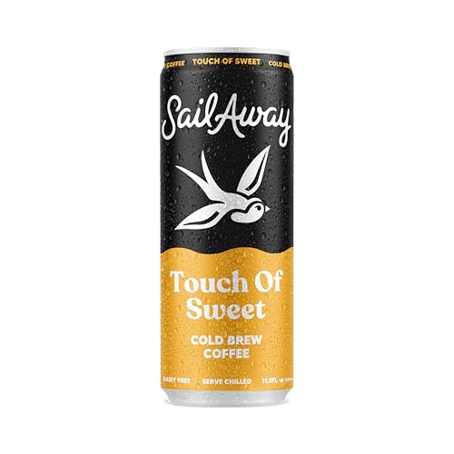 Sail Away Coffee Cold Bew Coffee Cans Touch of Sweet - Smooth, Less Acidic, Gluten-Free, Dairy-Free, 11.5 Ounce (Pack of 12)