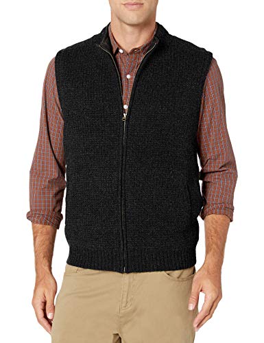 Pendleton Men's Shetland Zip Vest Sweater, black Heather, LG