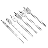 Haofy Spatenbohrer-Bohrer-Set aus Hartstahl, 10–25 Mm, Langer Schaft, Holzbearbeitungswerkzeuge, 6 Stück, Silber, 150 Mm/5,9 Zoll, für Elektrische Handbohrmaschinen