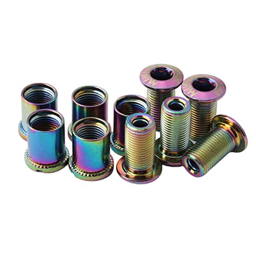 LuDa 5個/個チェーンリングボルトナットロードバイクチェーンホイールネジ防錆ットボルト, マルチカラー, A-トリプルディスク