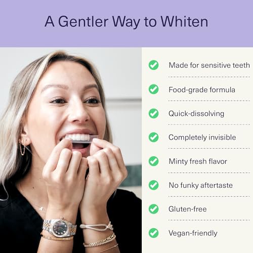 Image of ELIMS Teeth Whitening Strips for Sensitive Teeth 21 Treatments - Food-Grade & Made by Dentists - Whiten Up to 7 Shades - Dissolving Mess-Free Application - Visible Results in 14 Days - 42 Strips