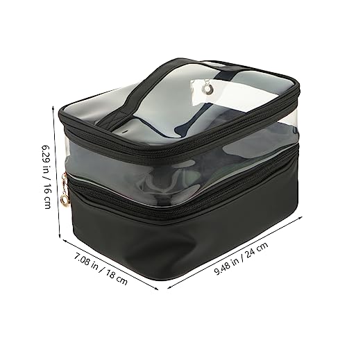 Trousse de maquillage double couche pour rangement cosmétiques voyage