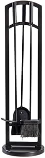 Plow & Hearth Arched 4 Piece Fireplace Toolset with Shovel, Brush, Poker and Stand | 28" H | Black Wrought Iron Handle for Outdoor Indoor | Wood Stove Firepit Accessory ASIN B0DPGK77D7