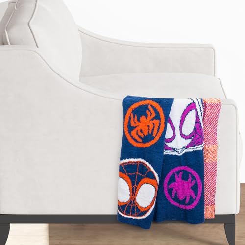 Image of Jay Franco Marvel Spidey & His Amazing Friends Feather Knit Fluffy Throw Blanket - Ghost Spider and Miles Morales Fuzzy Blanket Measures 50 x 60 inch - Super Soft Lightweight Bedding
