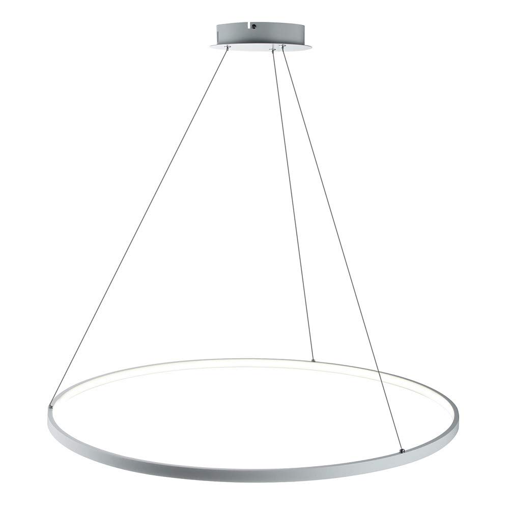 AIRUI Circle LED Pendant Light Modern Metal Acrylic Suspended Chandelier Adjustable Island Hanging Lamp For Living Room Kitchen Bedroom,White+Cold White-40cm 25W