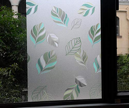 Image of VSUDO 1 Roll 17.7 inch by 78.7 inch Static Cling Window Film for Privacy, Leaf Pattern Window Tint for Home, Window Glass Sticker for Office (9.68 Sq. Ft Total)