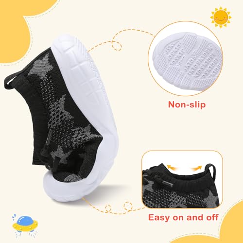Leisfit Toddler Shoes Boys Girls Barefoot Shoes Kids Breathable Sneakers Tennis Shoes Slip On Shoes Black Star Size 9 thumb #2