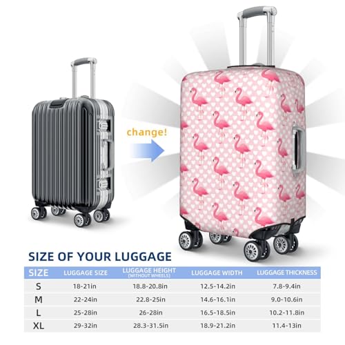 Cute Flamingo With Heart For Travel Luggage Cover Suitcase Protector Fits 18-32 Inch Travel Luggage Protector Elastic Luggage Anti-Scratch Suitcase Cover4