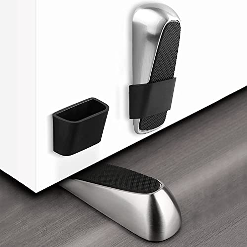NAUDILIFE Lot de 2 butoirs de porte robustes, en alliage de zinc et caoutchouc de qualité supérieure - S'adapte à n'importe quelle porte - Livré avec 2 butoirs de porte - Protection murale Cover