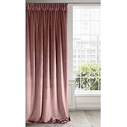 Eurofirany Ria Cortina Opaca Terciopelo con Cinta de Cortina - 1 Unidad, Panel, Suave, Clásico, Elegante, Salón, Dormitorio, Gruesa 290 g/m², 140x270 cm, Rosa Oscuro
