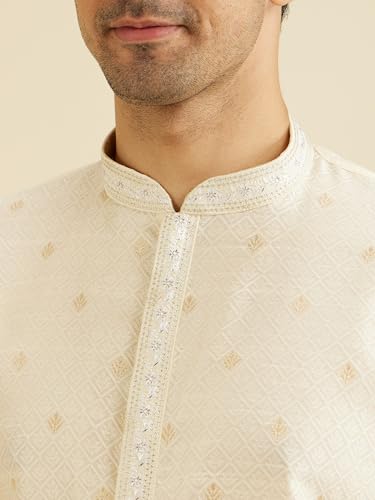 Image of Manyavar Men's Art Silk Self Design Kurta Set (2pcs)