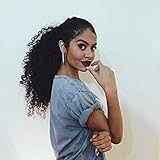 Easen Hair Brazilian Virgin Human Hair Ponytail 3B 3C Kinky Curly Ponytails Natural Black Color...