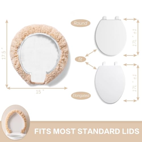 Image of Microfiber Toilet Lid Cover, 17.5 inchx15 inch Fits Round Oblong and Elongated