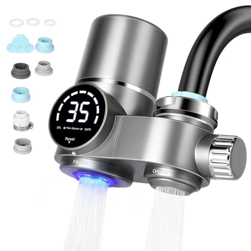 Wasserfilter Wasserhahn mit LED Anzeige, Trinkwasserfilter für Zuhause Küche, Wasserhahnfilter...