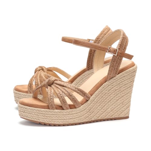 Image of VICKI.VICKI Wedges for Women Platform Sandals Wedge Heels for Sandals Comfortable Summer Espadrille Shoes Ankle Strap&Open Toe