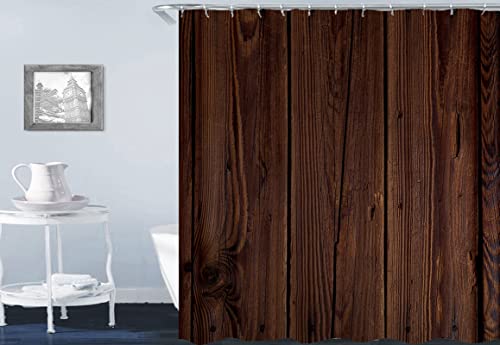 Rideau douche polyester haut de gamme imperméable marron effet bois