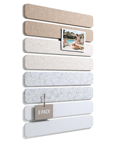 Fluxynara 8 Pack Cork Boards Alternative for Walls, 13"x2" Felt Wall Panel