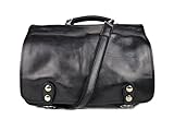 Bolso messenger de piel XXL con asa y bandolera bolso de cartero bolso de hombre piel bolso de mujer piel bandolera de cuero negro
