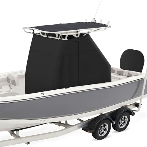 NOOKAT 1200D Waterproof T-Top Boat Center Console Cover with Motor Cover, Heavy Duty Marine Grade Polyester Fabric, Fit T-Top Center Console 95' L 59' W 72' H, Black