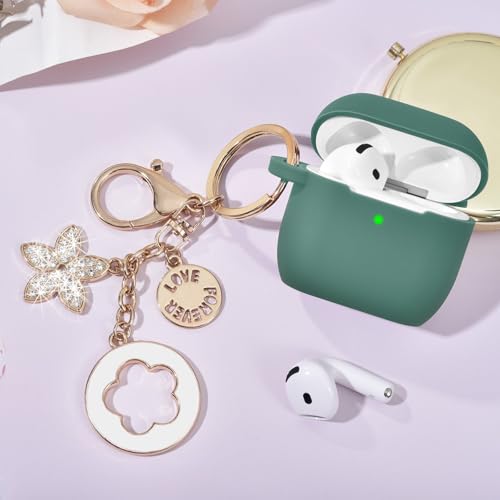 Image of Case Compatible for Apple Airpods 4 - VISOOM Airpods 4 Cases 2024 Cover Women Cute Silicone iPods 4 Earbuds Wireless Accessories Charging Cases Girl Bling Keychain for Airpod iPods 4th Generation