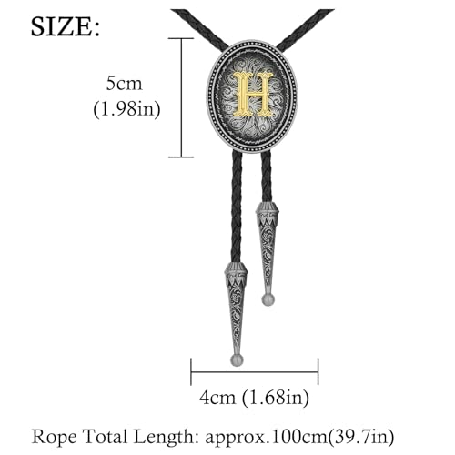 Image of HUABOLA CALYN Bolo tie for Men, Western Cowboy Golden Alphabet Initial Letter ABCDJMR to Y Costume Bolo ties Neckties