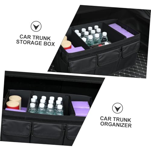 Boîte rangement voiture pliable avec compartiments renforcés et poignées de transport - 7