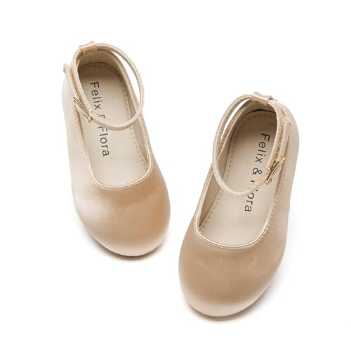 Image of Felix & Flora Girls Toddler Little Ballet Shoes - Flower Girls Mary Jane Flats Dress Shoes Party Wedding