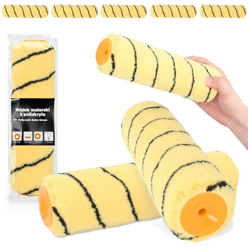 5x Rouleau de Peinture 25 cm Rechange Rouleau Surfaces Façades Plafonds Murs Anti-Goutte Anti-éclaboussures Matériel de Peintre Rénovation Robuste Intérieur et Extérieur