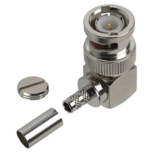 Remington Industries BNC Male Right Angle Coaxial Connector Components, Bayonet 90° Plug for RG-55, RG-142, RG-223, RG-400 Cables