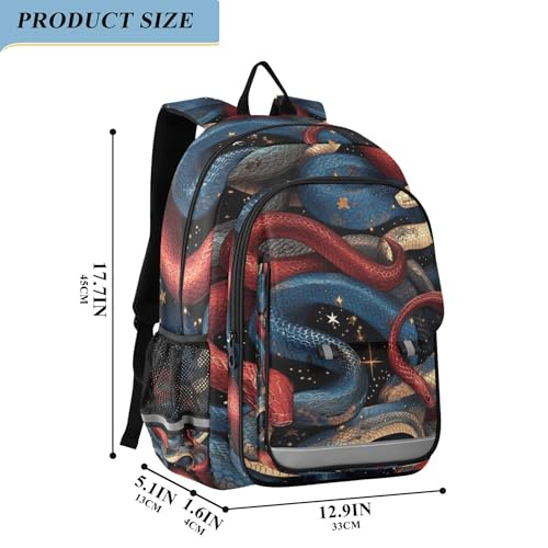 Snakes Stars Backpack Lightweight Bookbag Travel Backpack College School Laptop Bag with Reflective Stripes2