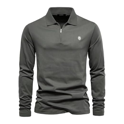 CMBDXZJ Men's T-Shirts Autumn and Winter Tops, Men's T Shirt,Long Sleeve Quarter Zip Sweater Casual Golf Shirts Vintage Cotton T Shirts for Men, Dark Grey, L