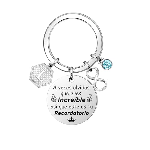 Recordatorio A - Z 26 inicial llavero colgante plateado para hija hijo madre padre amigo colega cumpleaños navidad graduación “A veces olvidas que eres increíble así que este es tu Recordatorio” (L)