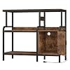 40 Gallon Fish Tank Stand with Power Outlet, Heavy Duty 3-Tier Aquarium Stand,Reptile Terrarium Stand with Storage Cabinet, 36.8″×18.5″ Metal Sturdy Steel Frame, 750lbs Capacity, Vintage Brown
