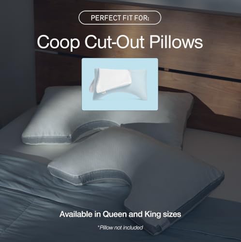 Image of Coop Home Goods Cool+ Cut-Out Pillow Cover, King Size, Cut-Out Shape, Cooling Bed Pillow Case for Hot Sleepers, Ultra Soft & Breathable Pillowcase with Zipper and 2-Inch Gusset