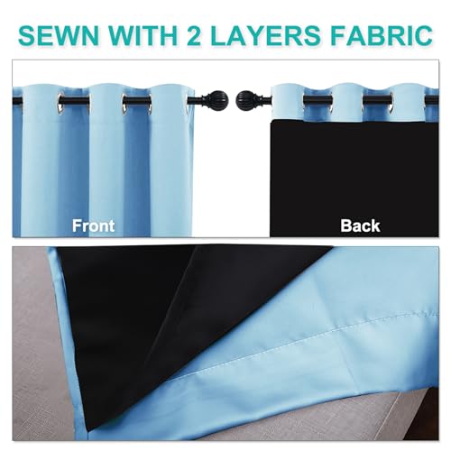Image of NICETOWN 100% Blackout Curtains 84 inches Long, Blue, 52 inches Wide, Pair of Energy Smart & Noise Blocking Out Drapes for Baby Room Window, Thermal Insulated Guest Room Lined Window Dressing