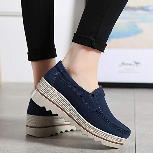 Image of YING LAN Women Slip On Loafers Comfort Suede Moccasins Wide Low Top Shoes