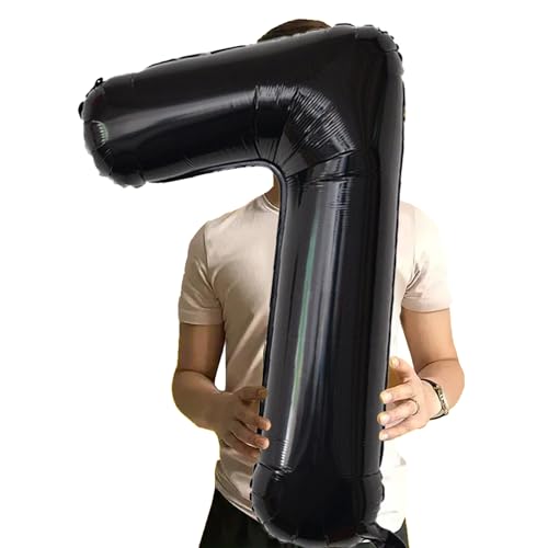 Image of Number Balloons Black Party Balloon - Giant Number 7 Balloon, 40 Inch Large Balloon for Birthday Decorations, Black Party Supplies for Men Women
